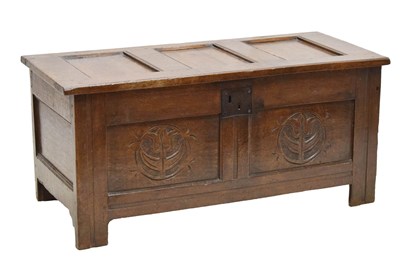 Lot 619 - Late 17th century carved oak coffer or bedding chest