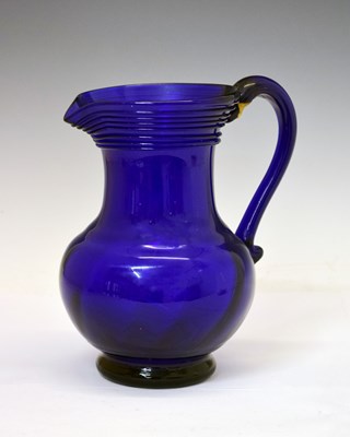 Lot 366 - Early-mid 19th century cobalt blue glass jug