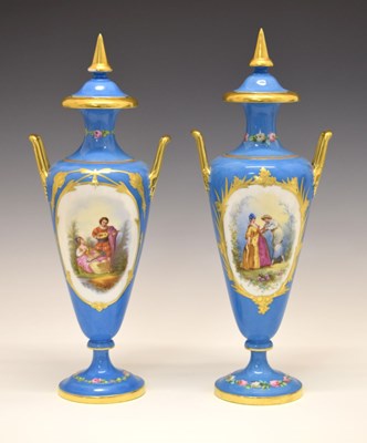 Lot 324 - Pair of 19th Century French painted porcelain vases