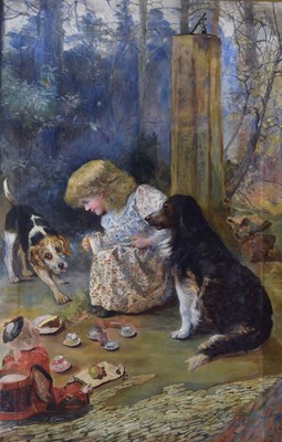 Lot 558 - Follower of Charles Burton Barber (British, 1845-1894) - The dog's tea party