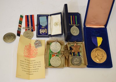 Lot 415 - Elizabeth II Civil Defence Long Service Medal, World War Two medals, etc.