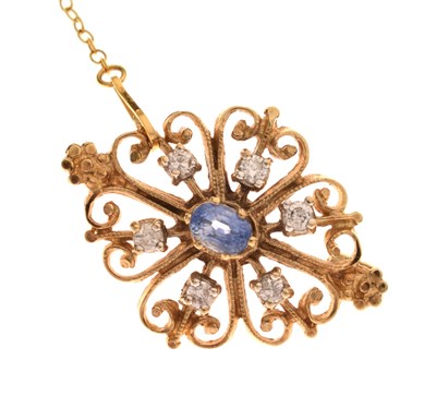 Lot 117 - Sapphire and diamond 9ct gold brooch