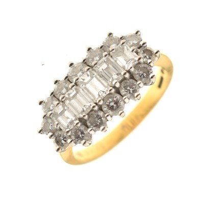 Lot 4 - Fancy cut diamond 18ct gold cluster ring