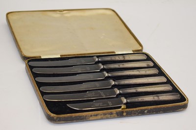 Lot 268 - Cased set of six George VI silver-handled knives