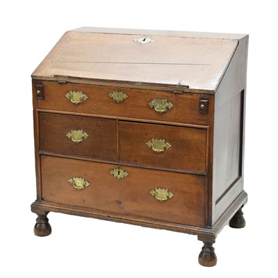 Lot 621 - Early 18th century oak bureau