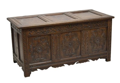 Lot 472 - Late 17th century oak coffer or bedding chest