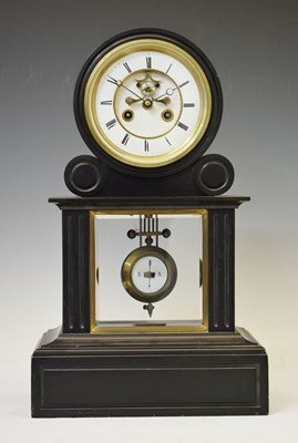 Lot 610 - Late 19th century Belgian slate visible Brocot movement mantel clock