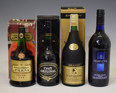 Lot 412 - Nadal Napoleon 12 Brandy, Prince Hubert cognac, and sherry