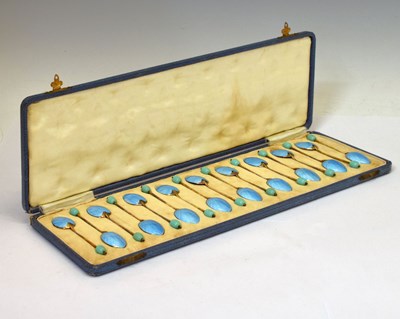 Lot 120 - Set of eighteen George V silver gilt coffee spoons