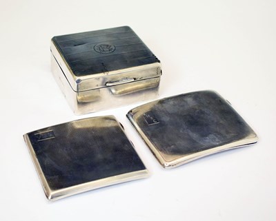 Lot 263 - George V silver tables top box and two cigarette cases