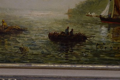 Lot 386 - William Adolphus Knell (British, 1802-1875) - Oil on board - Boats in coastal harbour