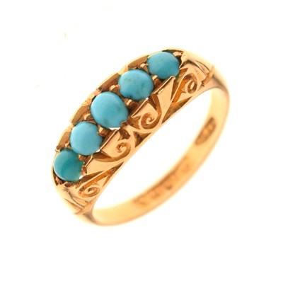 Lot Edwardian turquoise five stone 18ct yellow gold ring