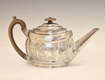 Lot 110 - George III silver teapot of oval form