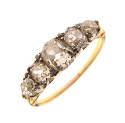 Lot 3 - Diamond five stone yellow metal ring