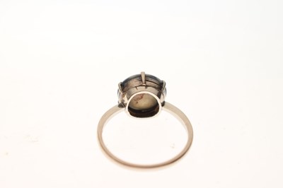 Lot 49 - Black opal doublet platinum ring