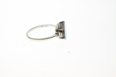 Lot 49 - Black opal doublet platinum ring