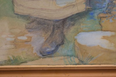 Lot 349 - David Forrester Wilson, RSA (Scottish, 1873-1950) - Watercolour - Woman carrying a bundle of sticks