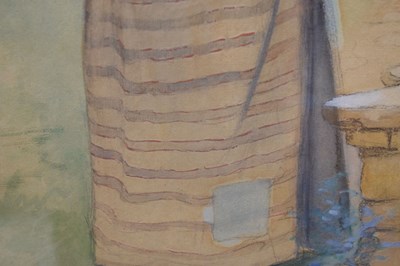 Lot 349 - David Forrester Wilson, RSA (Scottish, 1873-1950) - Watercolour - Woman carrying a bundle of sticks
