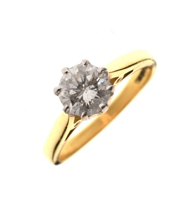 Lot 5 - Diamond solitaire 18ct yellow gold ring