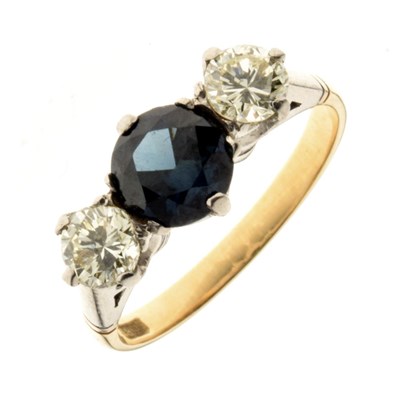 Lot 18 - Sapphire and diamond three-stone ring