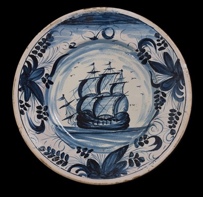 Lot 210 - Spanish Catalan blue and white tin-glazed earthenware charger