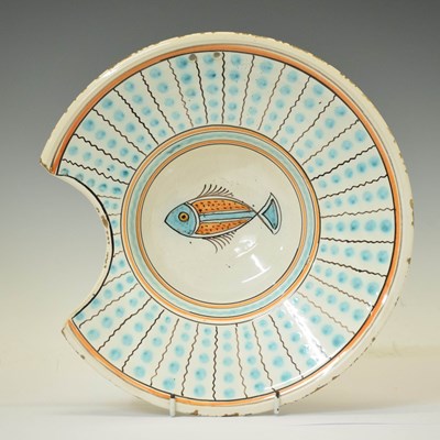 Lot 519 - Portuguese tin glazed earthenware barber's bowl