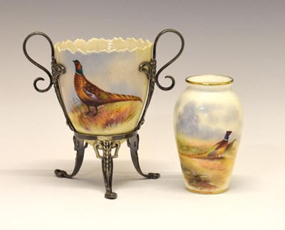 Lot 321 - Locke & Co Worcester pheasant pot and Royal Worcester pheasant vase