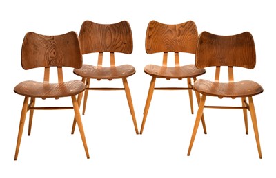 Lot 410 - Four Ercol model 401 elm and beech 'Butterfly' chairs