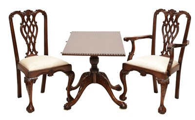 Lot 631 - Reproduction mahogany Chippendale style dining suite