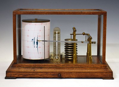 Lot 434 - Negretti & Zambra oak-cased micro barograph