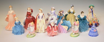 Lot 510 - Group of Royal Doulton, Royal Worcester and Coalport porcelain figures