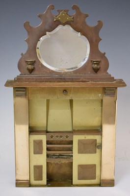 Lot 340 - Miniature brass fireplace and overmantel