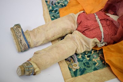 Lot 258 - Group of Chinese silk garments and a doll