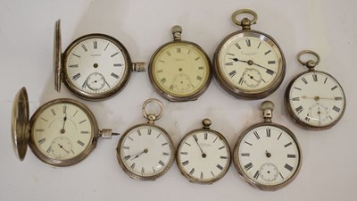 Lot 244 - Eight late Victorian and early 20th century silver cased pocket watches