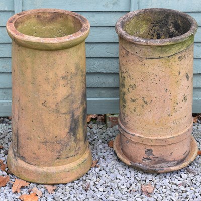 Lot 574 - Two terracotta cylindrical chimney pots