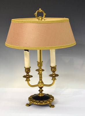 Lot 563 - Gilt metal three-branch table lamp