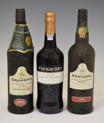 Lot 402 - Graham's late bottled vintage port, 1994 & 1996, and a Cockburn's LBV, 2008