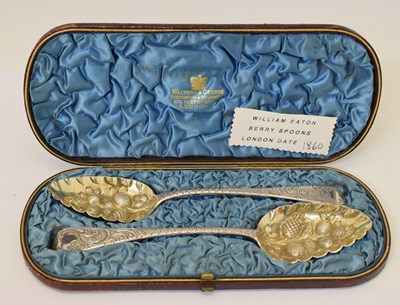 Lot 269 - Pair of George IV silver berry spoons