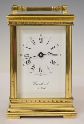 Lot 611 - Brass cased carriage timepiece of recent manufacture by Woodford