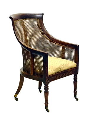 Lot 482 - Early 19th century mahogany and caned library bergere