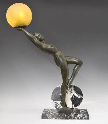 Lot 166 - Art Deco style patinated bronze figural lamp