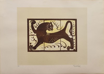 Lot 385 - Bernard Leach CH CBE (British, 1887-1979) - Signed limited edition lithograph - 'Lion Tile'