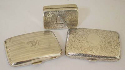 Lot 160 - Late Victorian silver snuff box and two silver cigarette cases