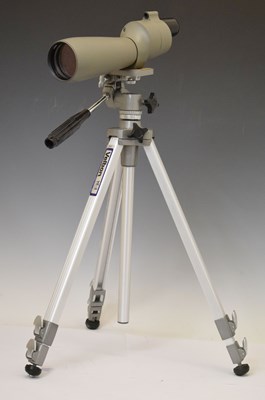 Lot 314 - Bushnell Spacemaster 60mm Prismatic Telescope and Velbon VE-3 tripod stand