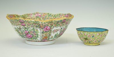 Lot 432 - Chinese Famille Rose porcelain bowl and enamel footed bowl