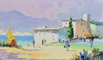 Lot 356 - Cecil Rochfort D'Oyly John (British, 1906-1993) - Oil on board - 'Beaulieu near Monte Carlo'