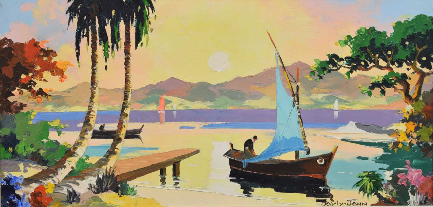 Lot 354 - Cecil Rochfort D'Oyly John (British, 1906-1993) - Oil on canvas - 'West Indian beach near Port of Spain'