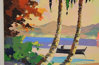 Lot 354 - Cecil Rochfort D'Oyly John (British, 1906-1993) - Oil on canvas - 'West Indian beach near Port of Spain'