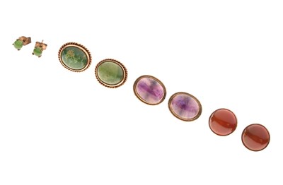 Lot 85 - Four pairs of hardstone stud earrings