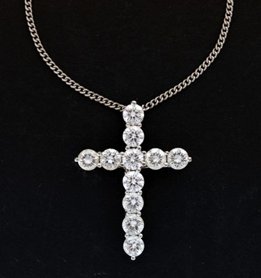 Lot 43 - Tiffany & Co diamond platinum and 18ct white gold cross pendant necklace